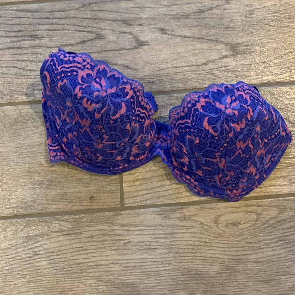 Victoria’s Secret pink and blue lace bra